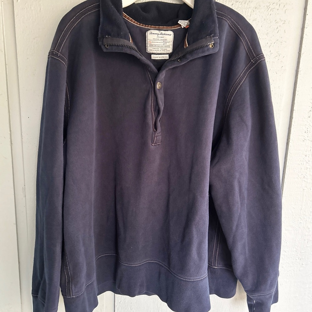 Men’s Tommy Bahama Jeans Island crafted 1/4 zip Deep Blue Zip-Up Sweater‎ XXL